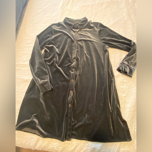 Tops - Dark Gray Velvet Tunic Shirt